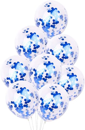 BLODLE Blue Confetti Balloons 10 Pcs, Clear Balloons With Blue Pre Filled Confetti, Balloon For Wedding, Party, Bridal Shower - Pack of 10 Pcs