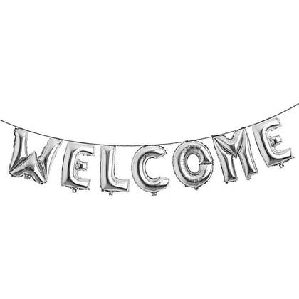 BLODLE Silver Welcome Foil Balloon, Welcome Home, Welcome Baby Party Theme- (Pack of 7 Letter)