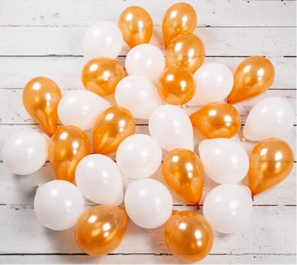BLODLE 50 Pcs Orange White Metallic Balloons, 50 Pcs Orange White Theme Metallic Balloons for Party Theme Decoration, Celebration ( Pack of 50 Pcs)