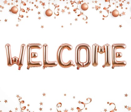 BLODLE Rose Gold Welcome Foil Balloon, Welcome Home, Welcome Baby Party Theme- (Pack of 7 Letter)