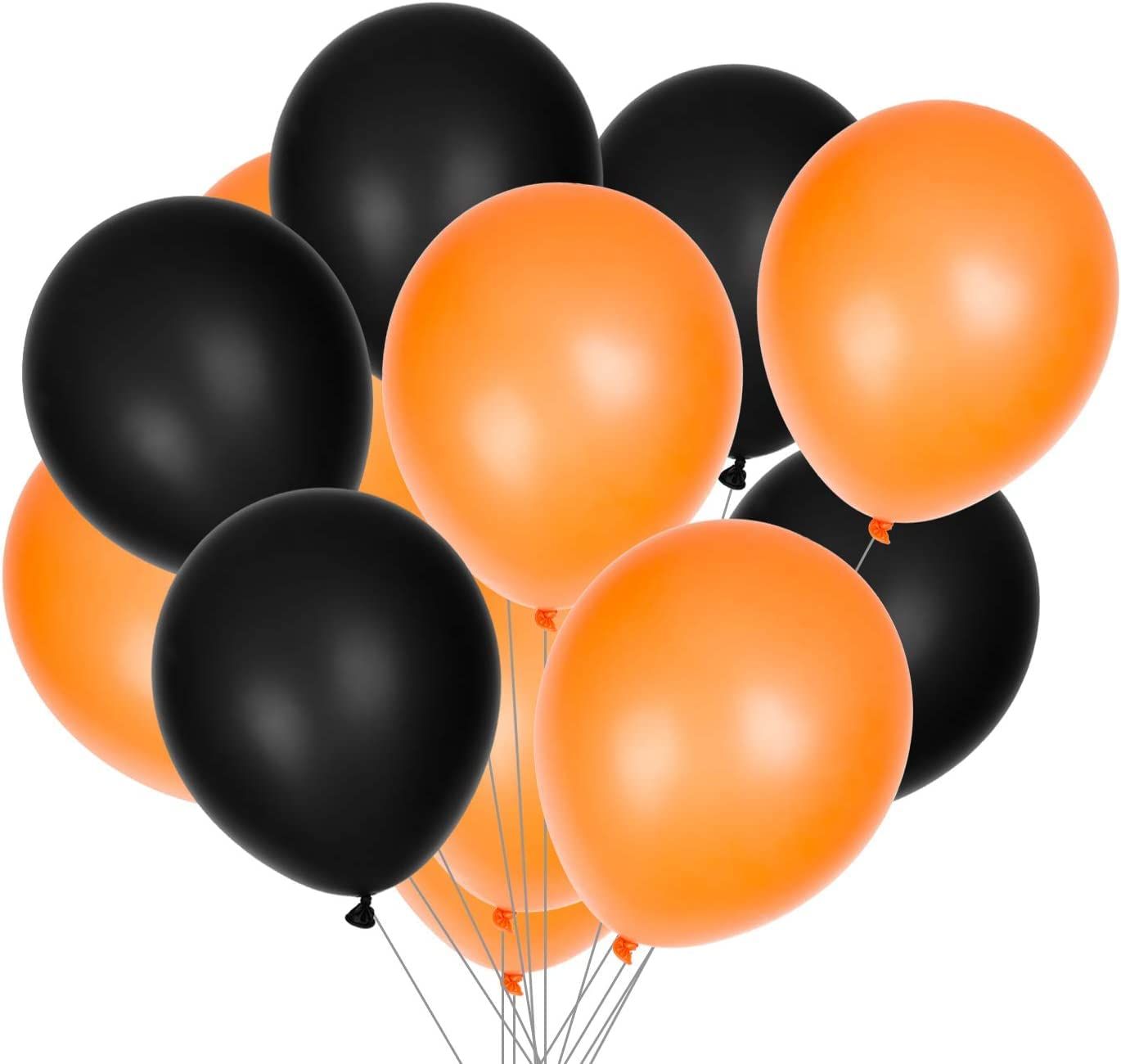 BLODLE 100 Pcs Orange Black Metallic Balloons, 100 Pcs Halloween Theme Metallic Balloons for Party Theme Decoration, Celebration ( Pack of 100 Pcs)