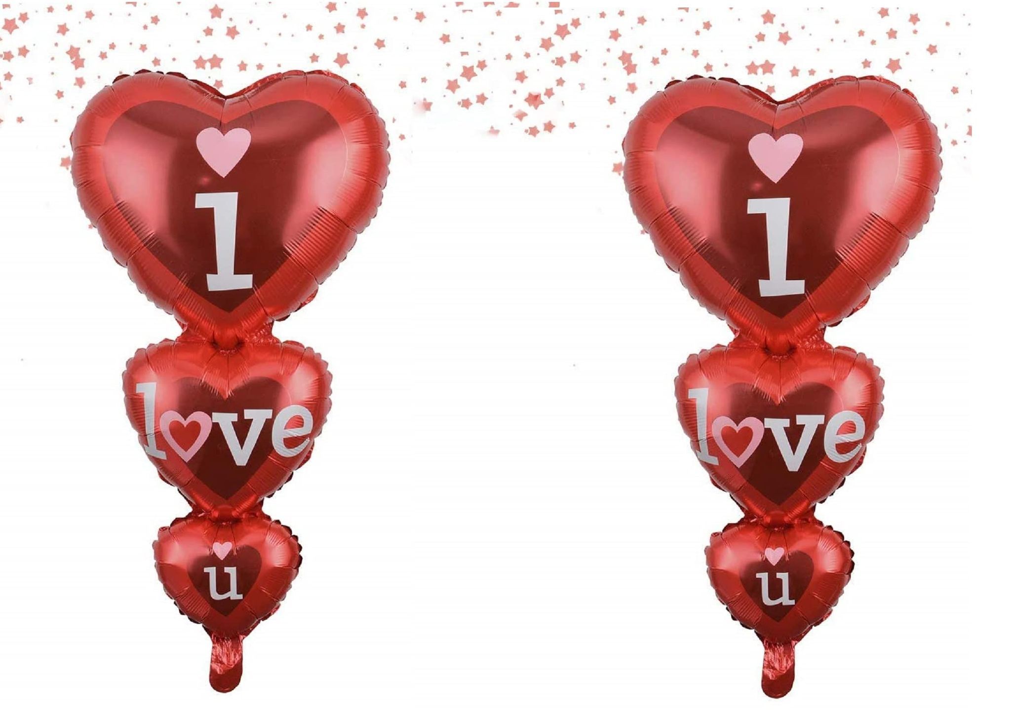 BLODLE Valentines Day Theme I Love You Foil Balloons, 2 Pcs I Love You Printed Red Heart Foil  for Anniversary, Birthday, Valentine Party Decoration - (Pack of 2 Pcs)