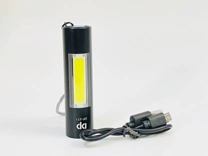 DP 571 RECHARGEABLE LED METAL TORCH Torch  (Black, 9 cm, Rechargeable)