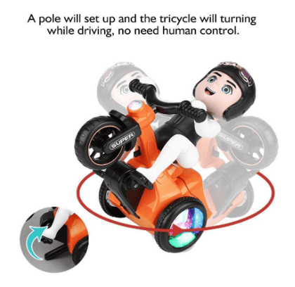 Bump & Go Toy with Flashing Lights Music Sound Automatic Riding 360 Degree Rotation Entertainment for Kids Both Boys and Girls,