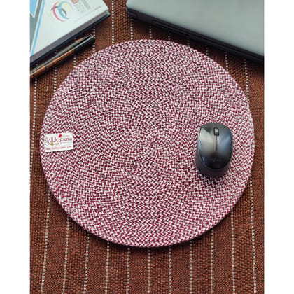 BulkySanta Placement Mats | Eco-friendly handmade cotton placemats | Reversable use | washable and sustainable | Round (Size - 15" x 15") (Maroon)