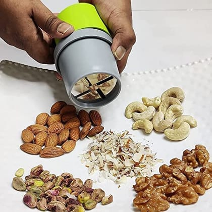 Qawvler Dry Fruit Cutter, Slicer, Grinder, with 3 in 1 Stainless Steel Blade for Almonds, Cashews etc Pack of 1 (Multicolor)