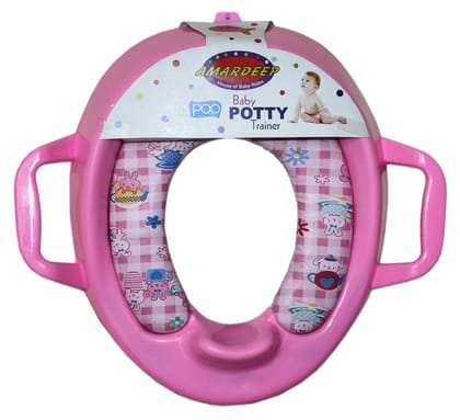 Amardeep Baby Potty Trainer Cushioned Seat with Handle Pink Color 40 * 40 cms