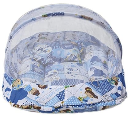 Amardeep Baby Mattress with Mosquito Net Collage Print Blue XL Size 90 * 55 * 6 cms