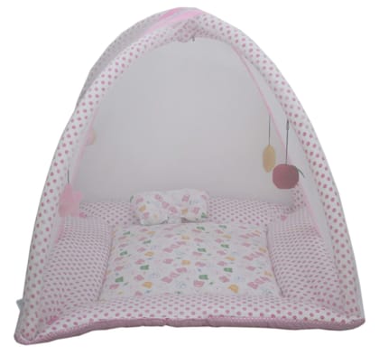 Baby Insect and Mosquito Protection Net with Playgym and Soft Bedding (Pink Hello)