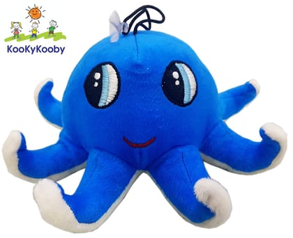 KooKyKooby Plush Stuffed Soft Octopus Toy with Hanging Suction Cup (Blue)