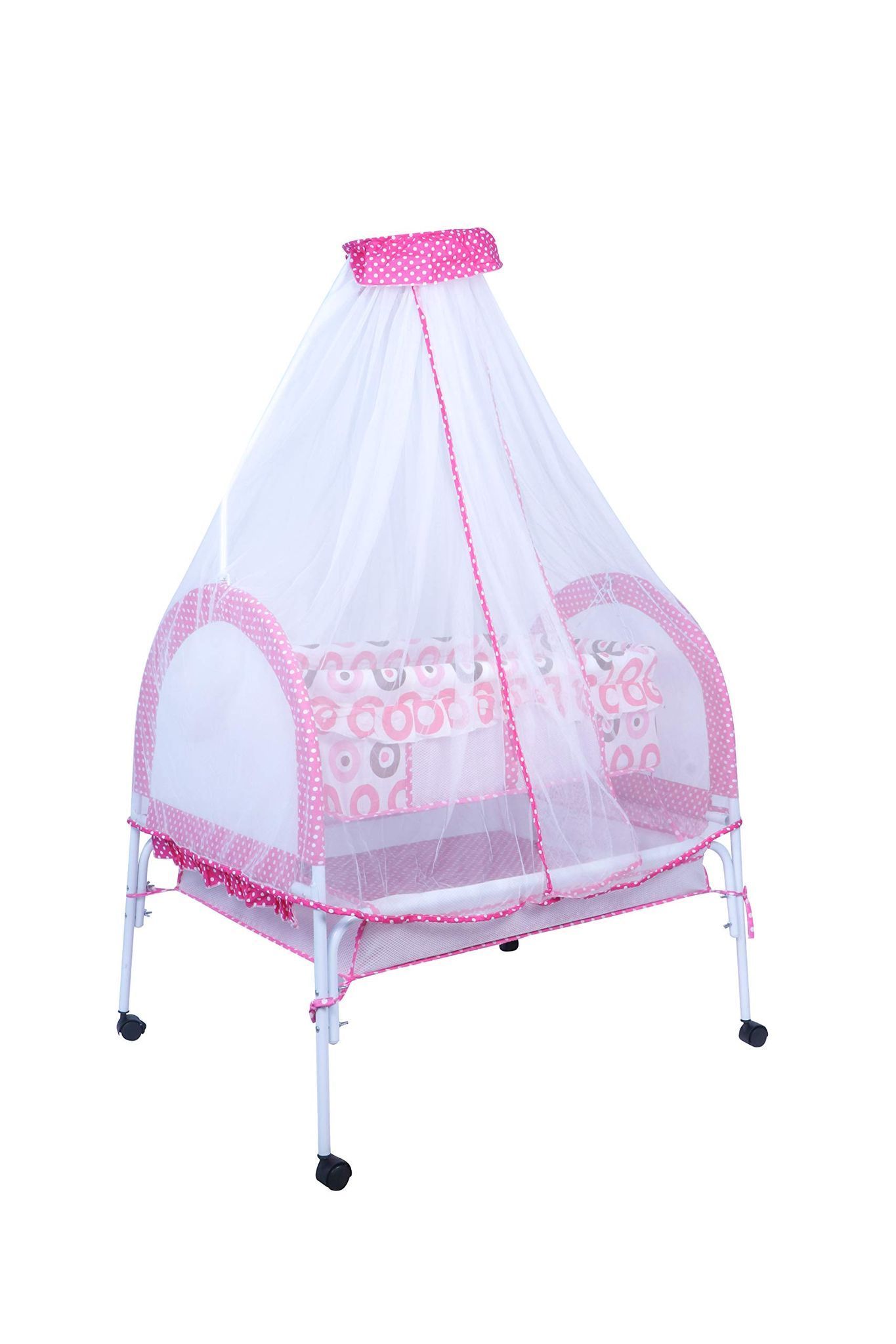 KooKyKooby Baby Multipurpose Cradle with Full Coverage Mosquito and Insect Protection Net (Pink)