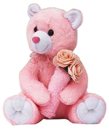 Amardeep And Co Pink Teddy with Roses 30cms - ad1131