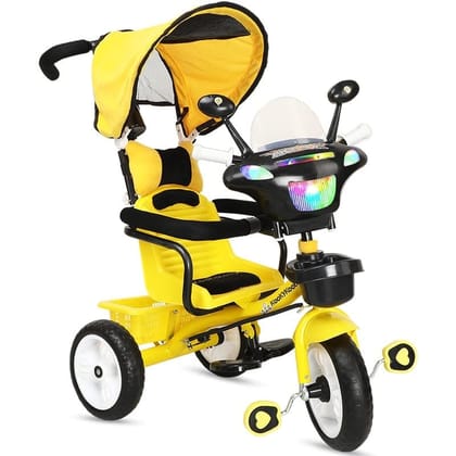 Amardeep Plug N Play Kids/Baby Tricycle Musical with Parental Control, Canopy and Cushion Seat Full Armrest Support for 12-48 Months Boys/Girls/Carrying Capacity Upto 30kgs (Yellow,Black)