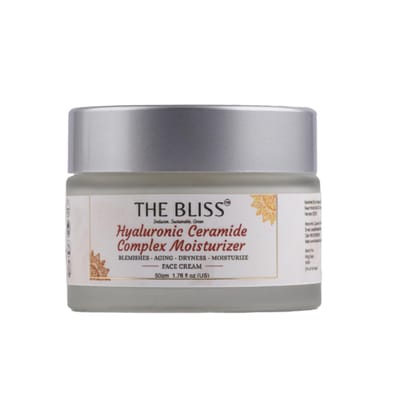 The Bliss Hyaluronic Ceramide Complex Moisturizing Cream with Winter Cherry, Probiotic & Rice Water to deliver intense Hydration and Nourishment for All Skin Type, Unisex (50gm)