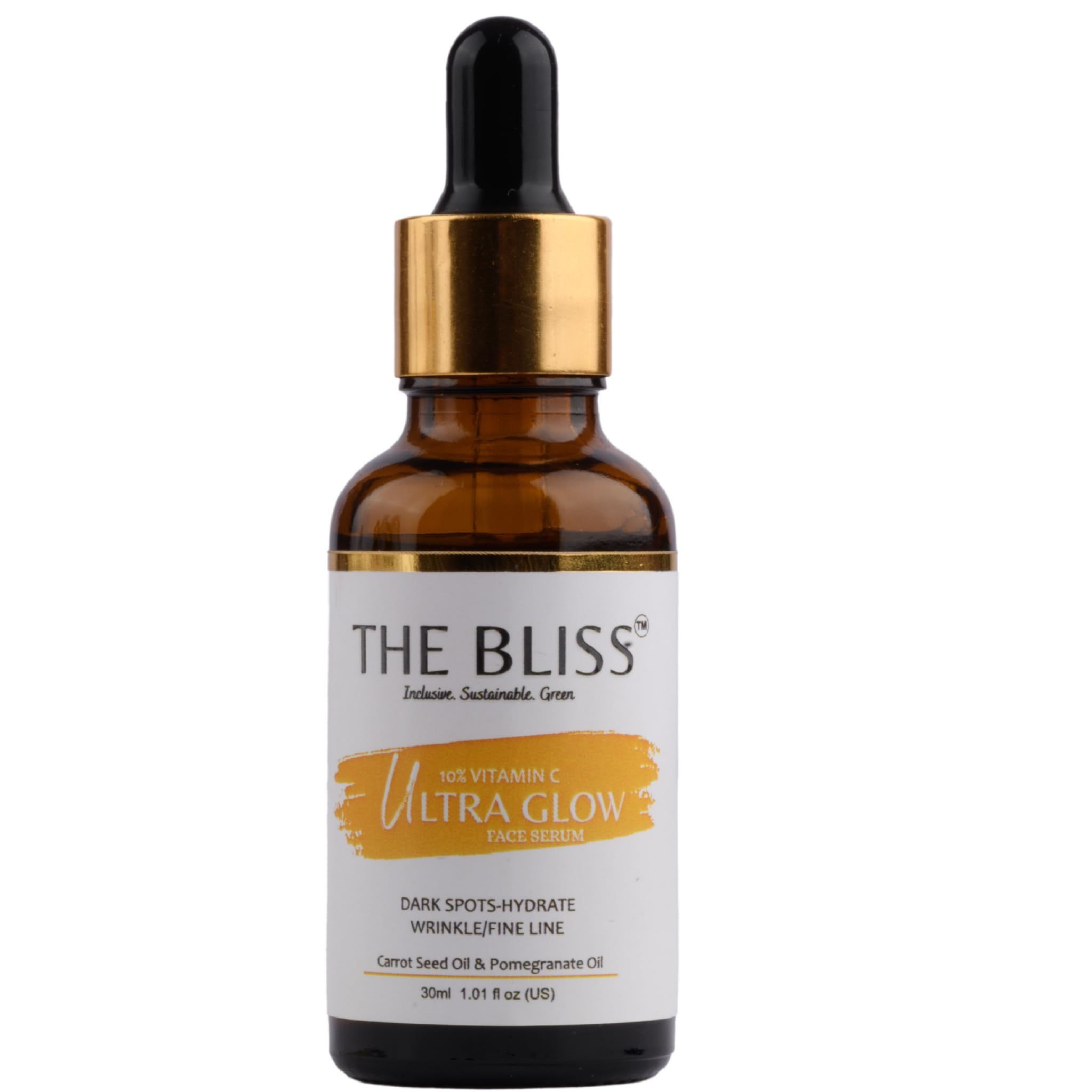 The Bliss 10% Vitamic C Face Serum (Plant-Based) for Glowing Skin (Beginner Friendly Potent Vit C Formula), Instant Glow on Skin and Reduces Spots Overtime, Bright Complete Vitamin C Booster, 30 ml
