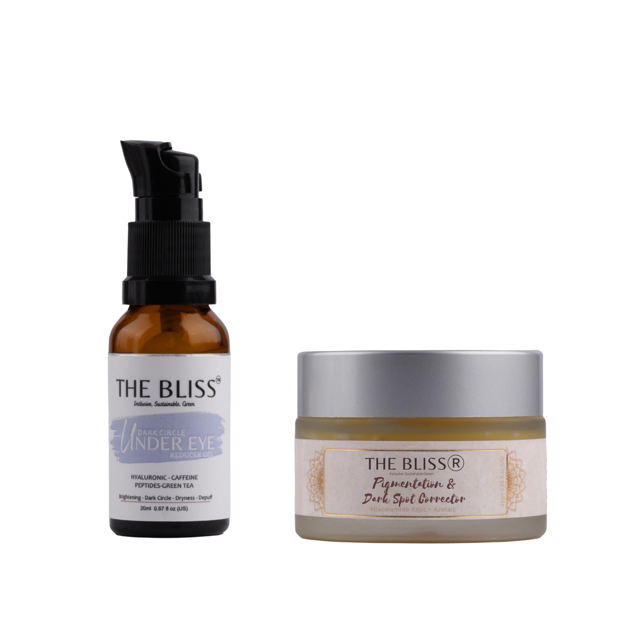 The Bliss Radiant Revival Duo: Illuminate with Under Eye Dark Circle Reducer & Unveil Perfection with Pigmentation Dark Spot Corrector - Your Ultimate Skin Care Combo Kit