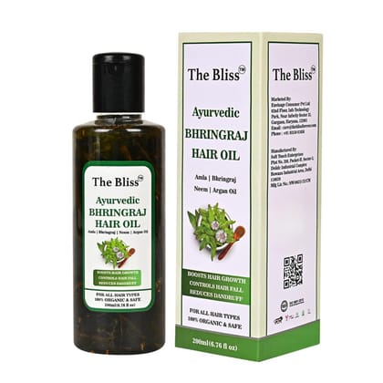 The Bliss Bhringraj Ayurvedic Hair Oil| With Bhringraj Oil, Olive oil | Anti hairfall and anti dandruff | For Man & Women | 200 ml